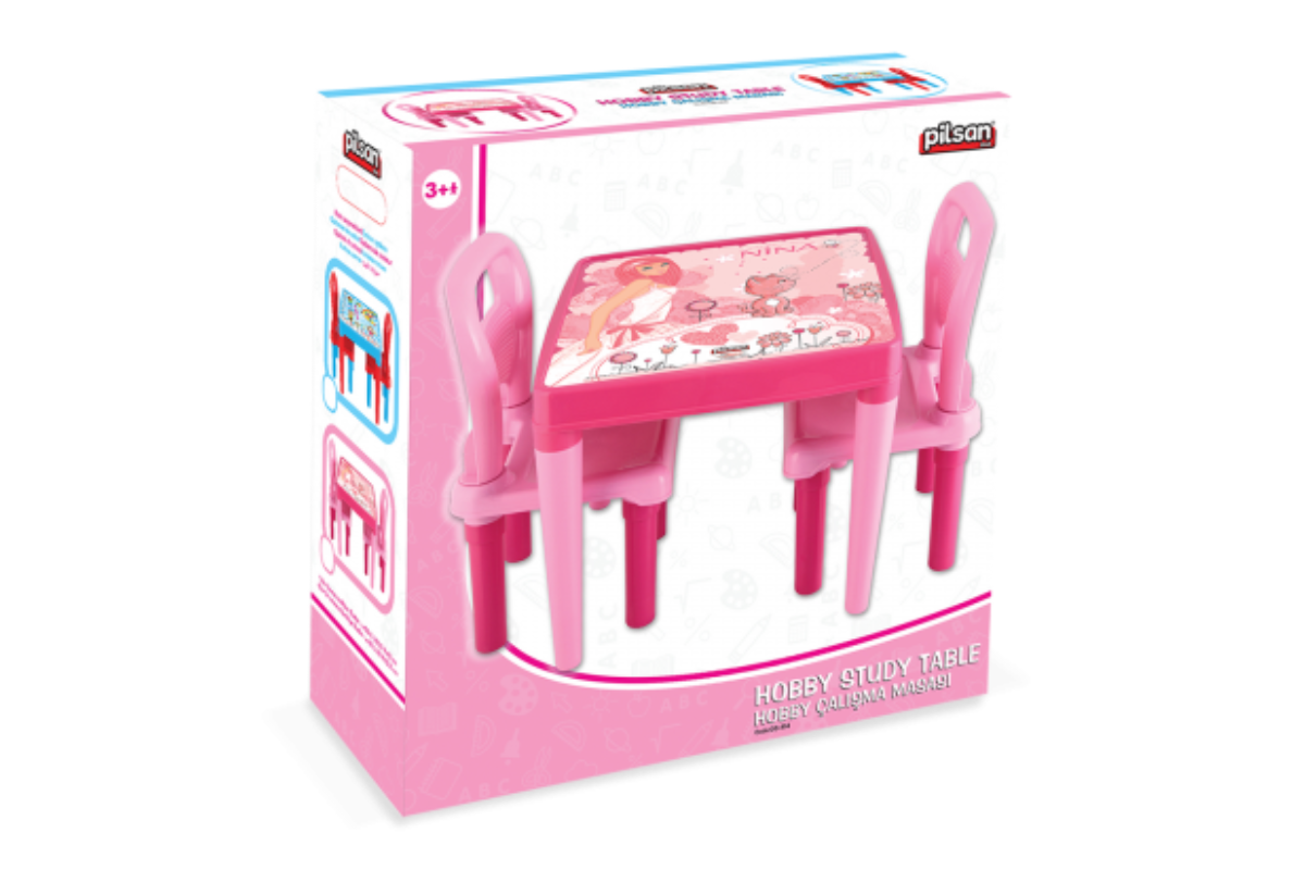 BD-03-414 HOBBY 2 SANDALYELİ OYUN VE AKTİVİTE MASASI (PEMBE)